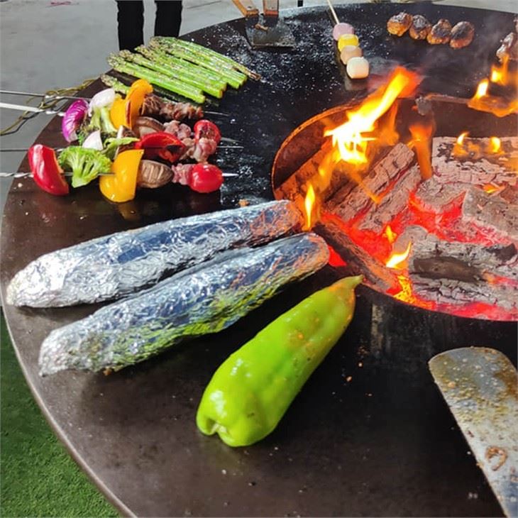 Outdoor Kitchen Corten Steel Fireplace Plancha Grill Smoker BBQ Grill