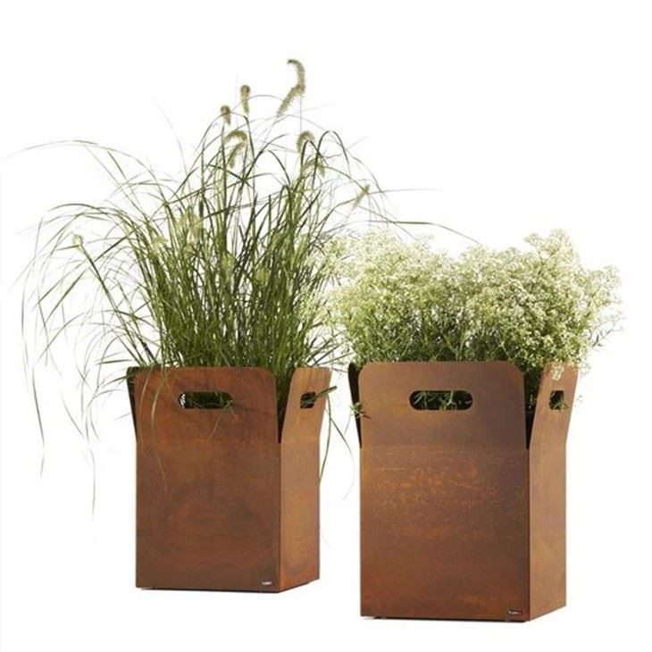 Solid Metallic Corten Steel Planter