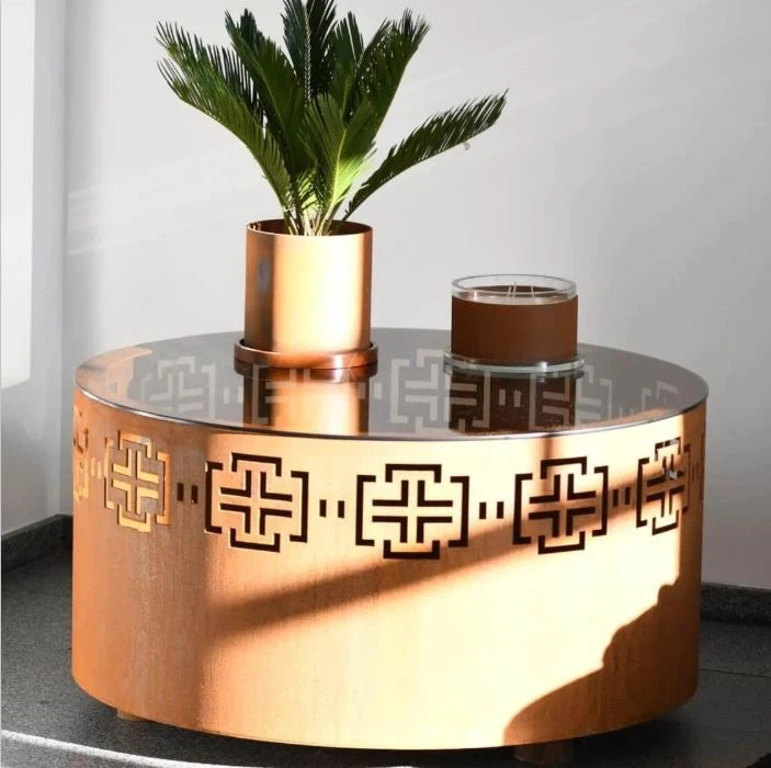 Corten Table With Glass