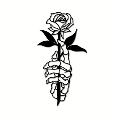 Црна ружа метални зидни уметнички декор